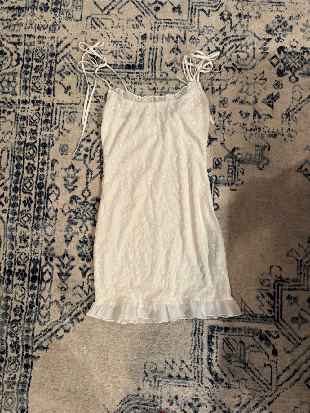 Lucy in the Sky White Lace Strapless Chemise with Ruffle Trim